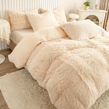 Cozy Fesara Plush Duvet Cover Set with Zipper