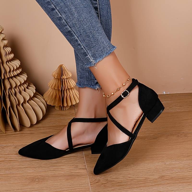 Stylish Low Heel Shoes for Women in Solid Colors - Fesara