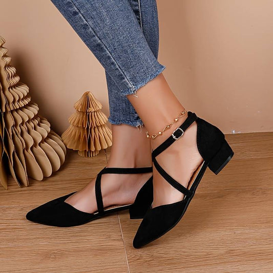 Stylish Low Heel Shoes for Women in Solid Colors - Fesara
