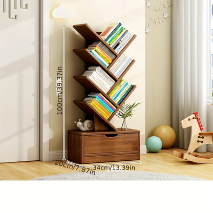 Tall Wooden Bookshelf - Compact Home Storage Unit