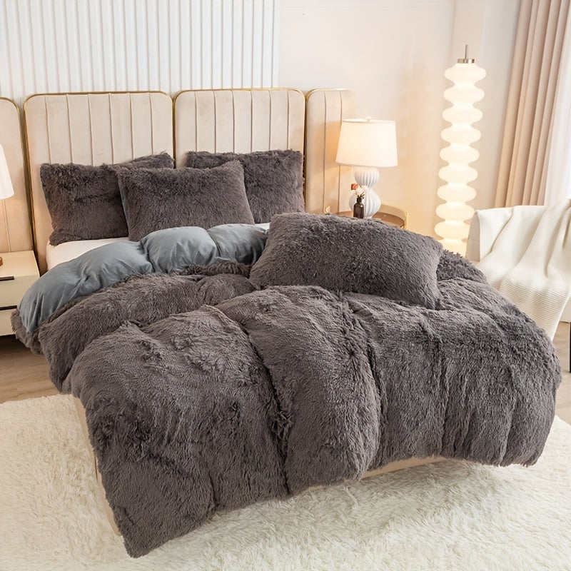 Cozy Fesara Plush Duvet Cover Set with Zipper
