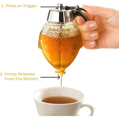 Easy-Pour Glass Honey Jar