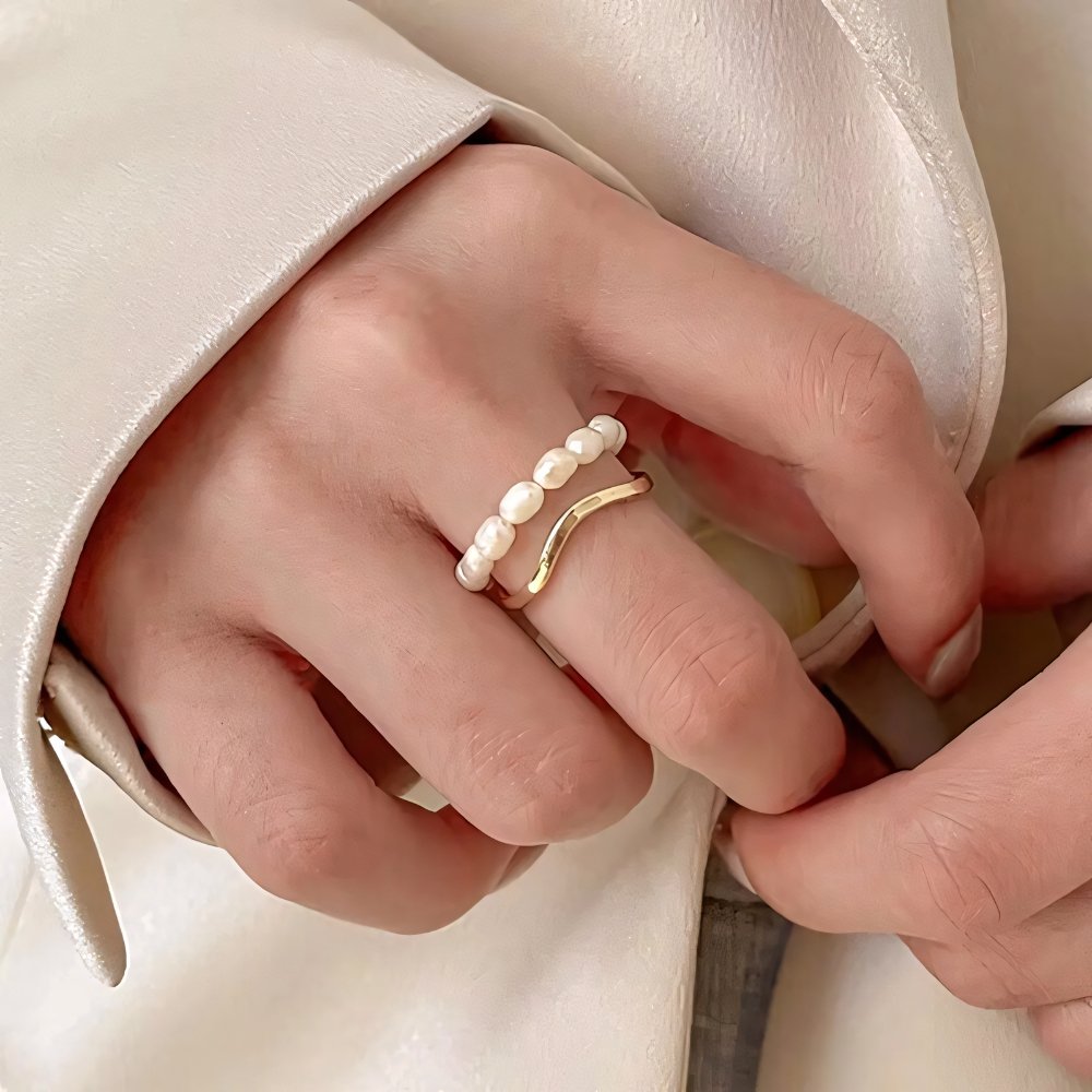 Simple Stackable Pearl Detail Ring - Fesara