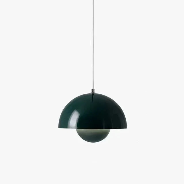Green Glass Floral Hanging Lamp