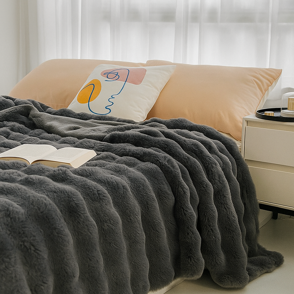 Soft Plush Reversible Throw Blanket Home Decor - Fesara