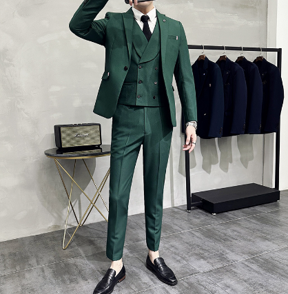 Men's 3-Piece Suit Navy Size M Polyester for Weddings or Formal Events-5