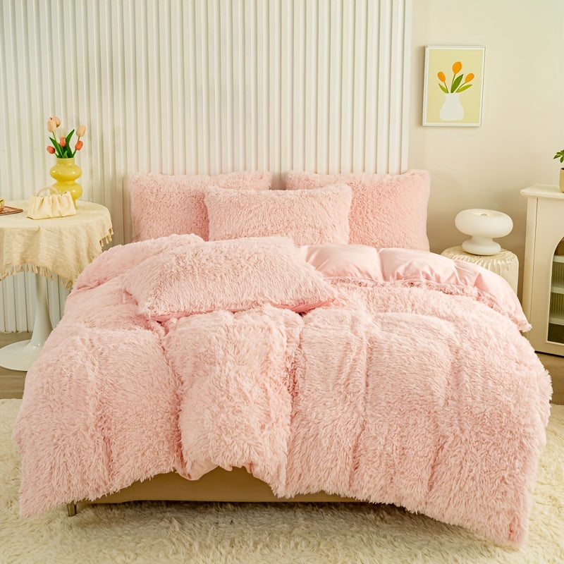 Cozy Fesara Plush Duvet Cover Set with Zipper