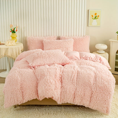 Cozy Fesara Plush Duvet Cover Set with Zipper