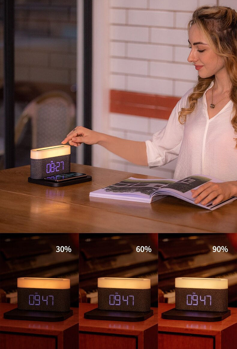 Compact Wireless Charging LED Clock Station