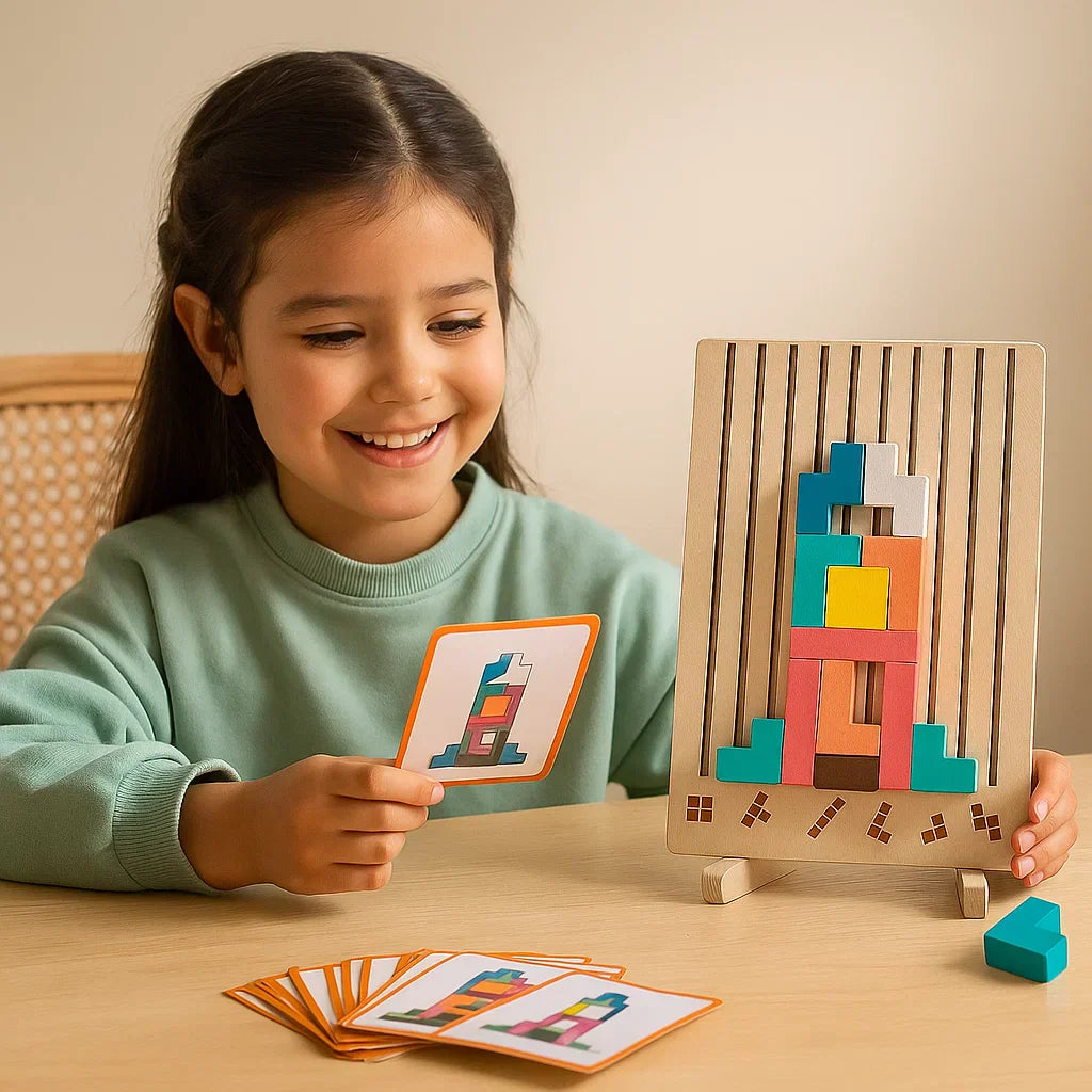 Natural Wooden Construction Blocks Set - Fesara
