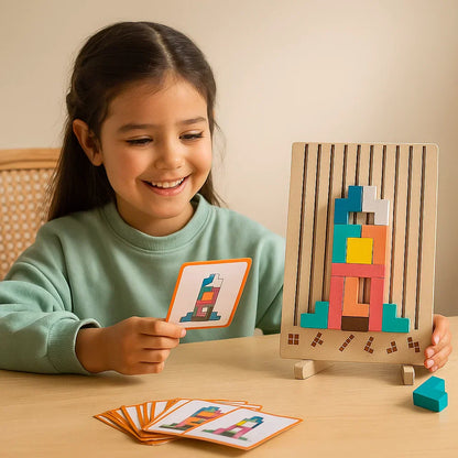 Natural Wooden Construction Blocks Set - Fesara