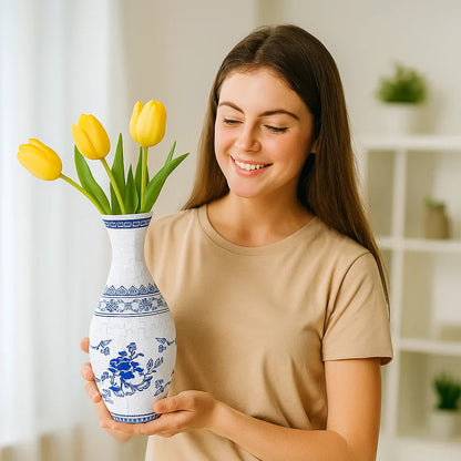 Beautiful 3D Flower Vase Puzzle Decor - Fesara