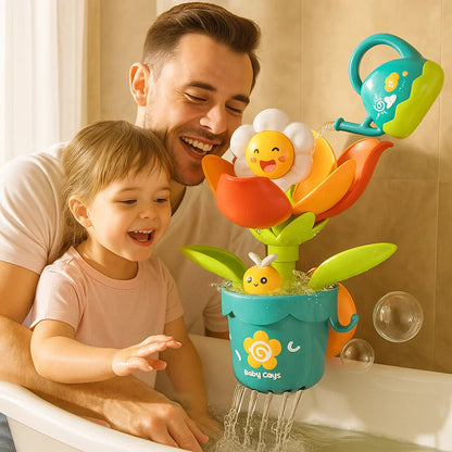 Colorful Kids Flower Bath Play Set with Watering Can - Fesara