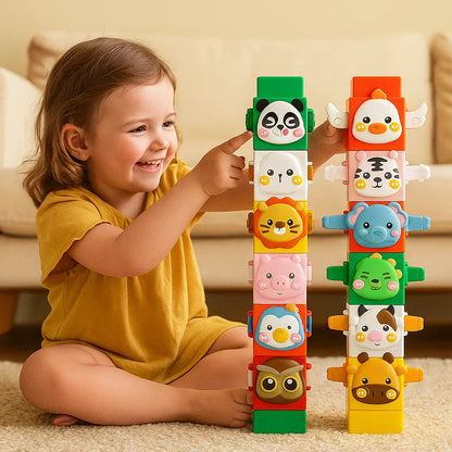 Learning Wooden Animal Block Stacking Toy Set