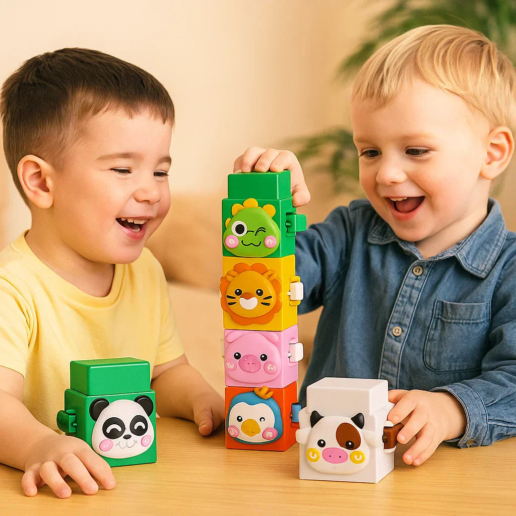 Learning Wooden Animal Block Stacking Toy Set