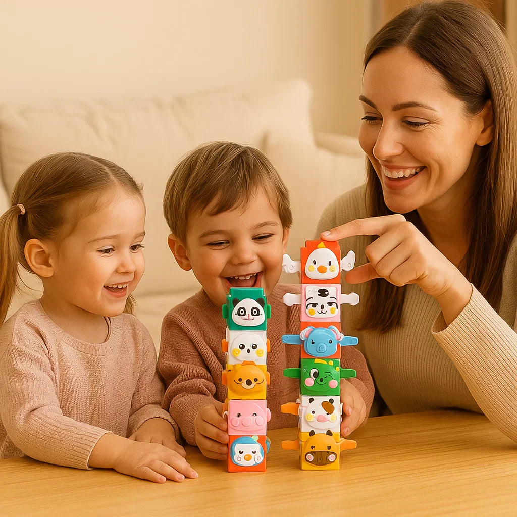 Learning Wooden Animal Block Stacking Toy Set - Fesara