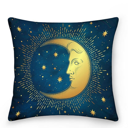 Cosmic Star Cushions with Sun and Moon Design - Fesara