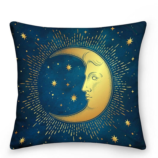 Cosmic Star Cushions with Sun and Moon Design - Fesara