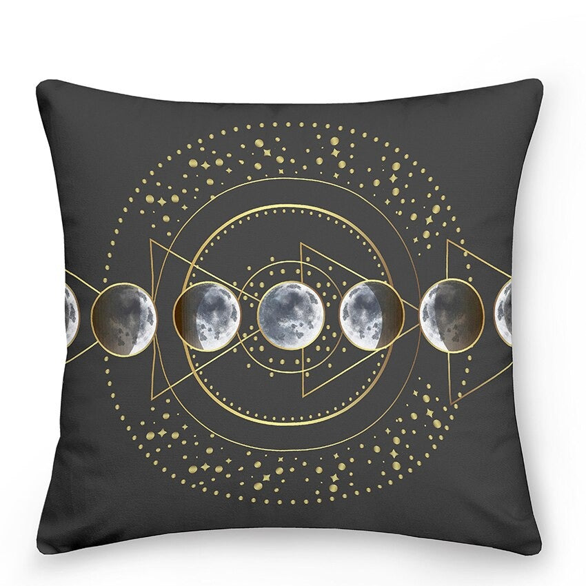 Cosmic Star Cushions with Sun and Moon Design