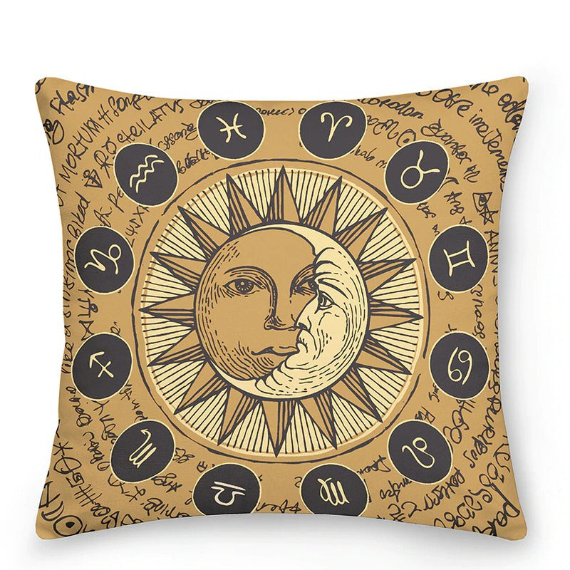 Cosmic Star Cushions with Sun and Moon Design