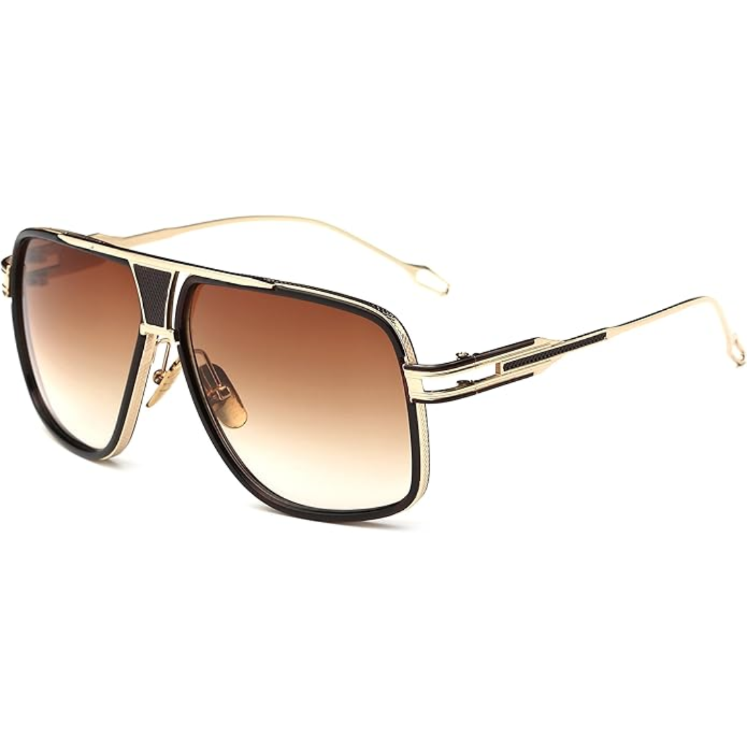 Trendy Men's Pilot Sunglasses with Metal Frame and UV Protection