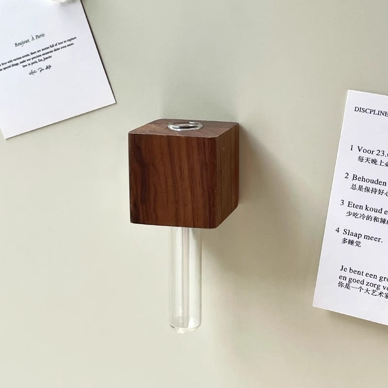 Small Wooden Magnetic Vase Wall Decoration