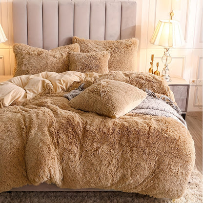 Cozy Fesara Plush Duvet Cover Set with Zipper