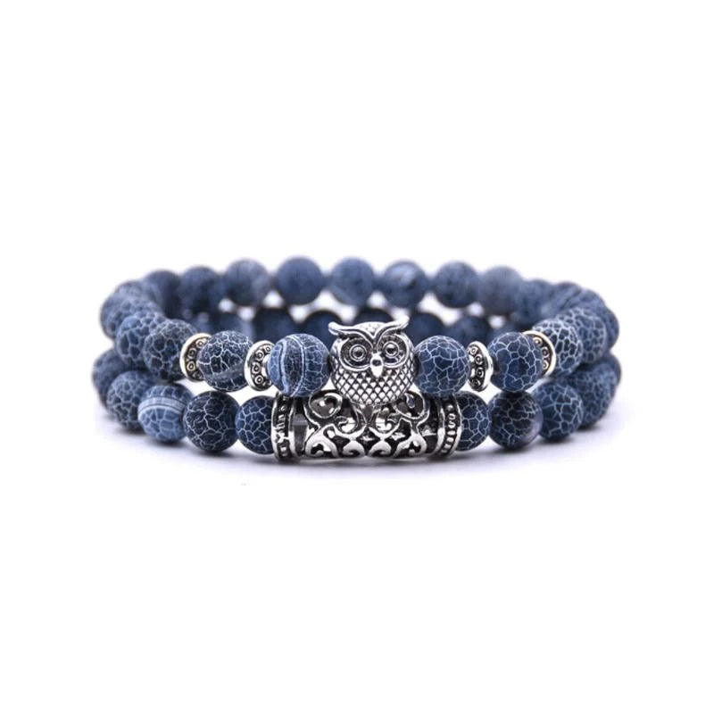 Boho Owl Beaded Stone Wristband