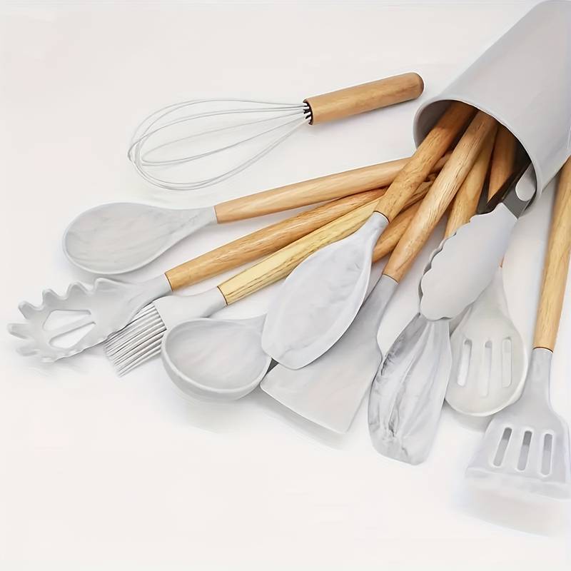 Durable Silicone Kitchen Utensil Set - Heatproof and Non Stick