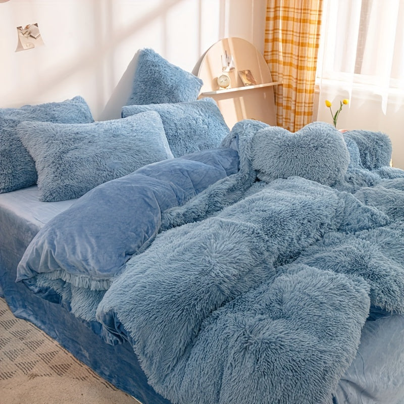 Cozy Fesara Plush Duvet Cover Set with Zipper