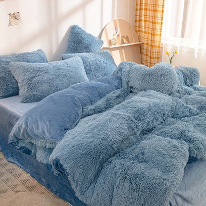 Cozy Fesara Plush Duvet Cover Set with Zipper