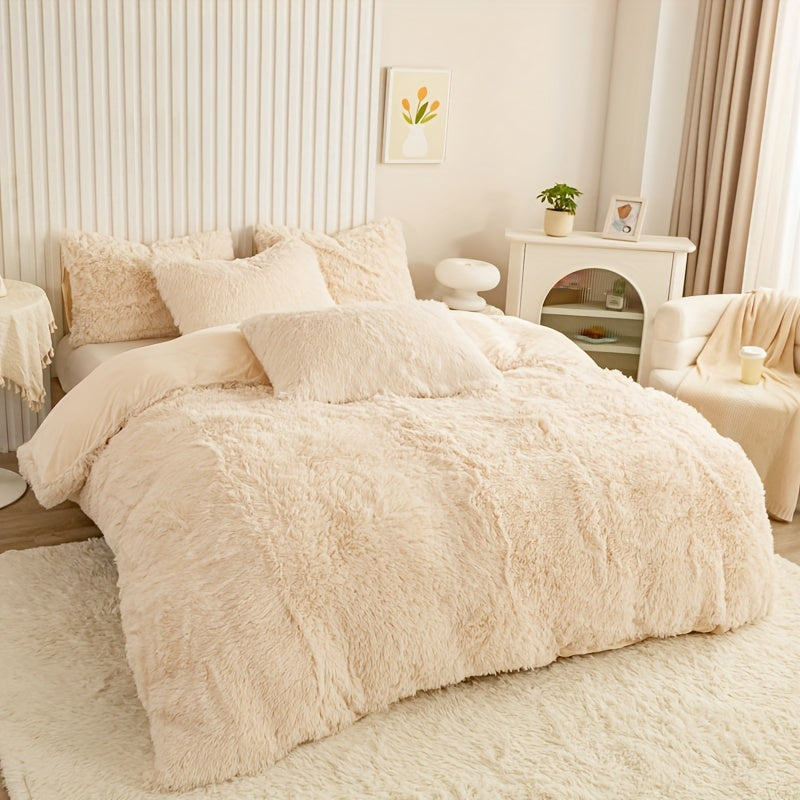 Cozy Fesara Plush Duvet Cover Set with Zipper