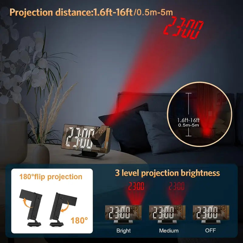 Large LED Digital Alarm Clock with USB Charging
