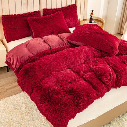 Cozy Fesara Plush Duvet Cover Set with Zipper
