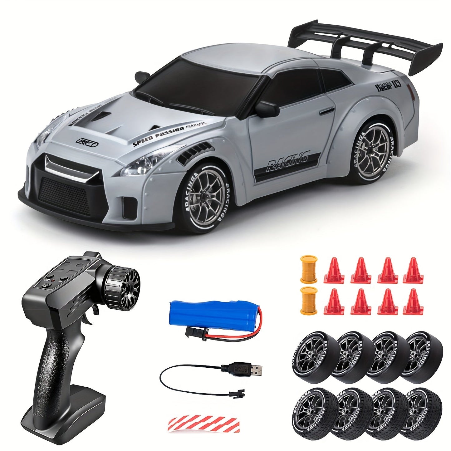 Fast Rechargeable 4WD RC Drift Car with LED Lights