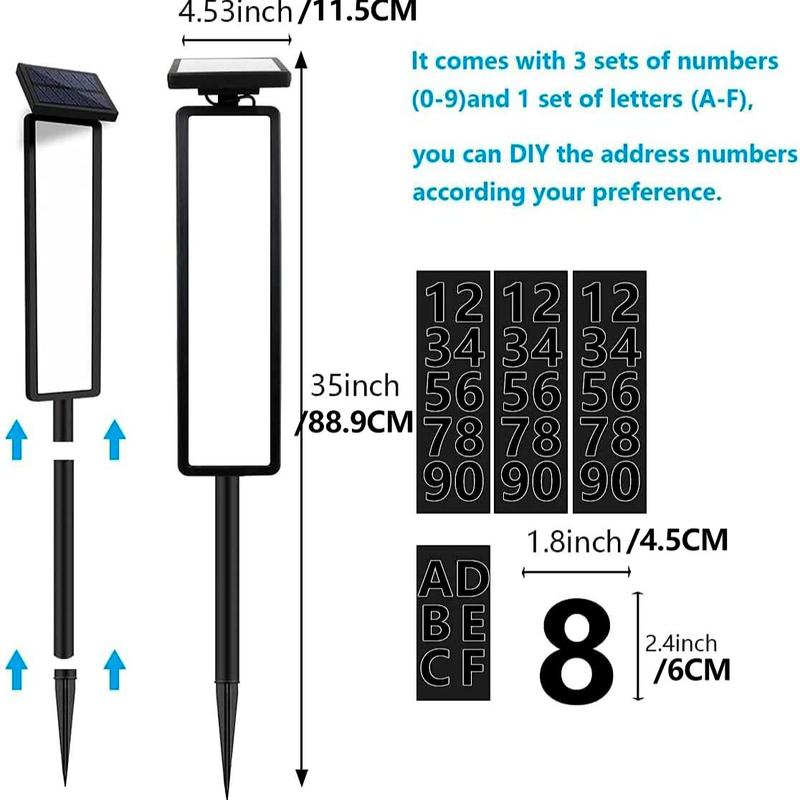 Outdoor Solar Address Sign with Double LED Lights