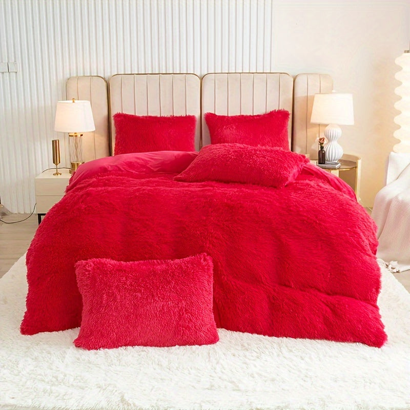 Cozy Fesara Plush Duvet Cover Set with Zipper