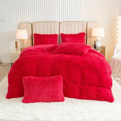 Cozy Fesara Plush Duvet Cover Set with Zipper