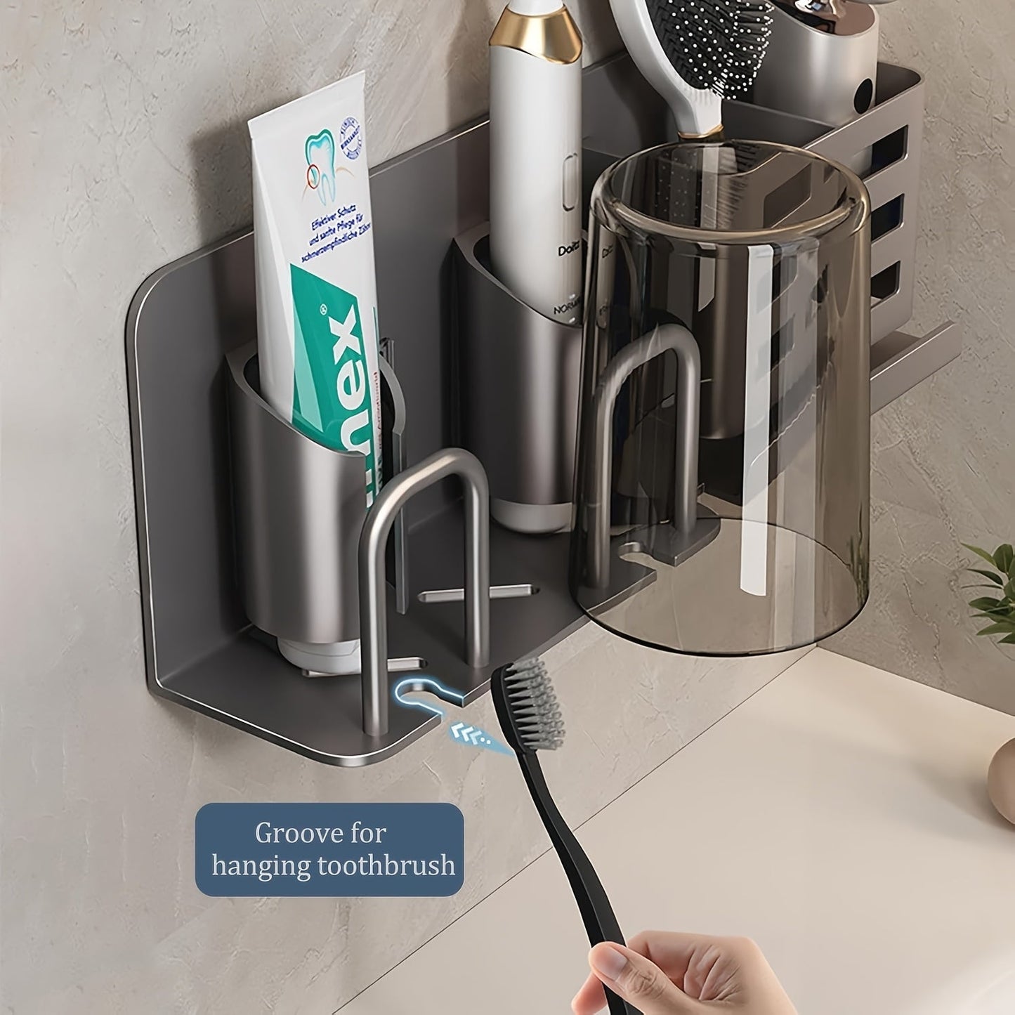 Wall Mount Electric Toothbrush Holder with Drip Tray