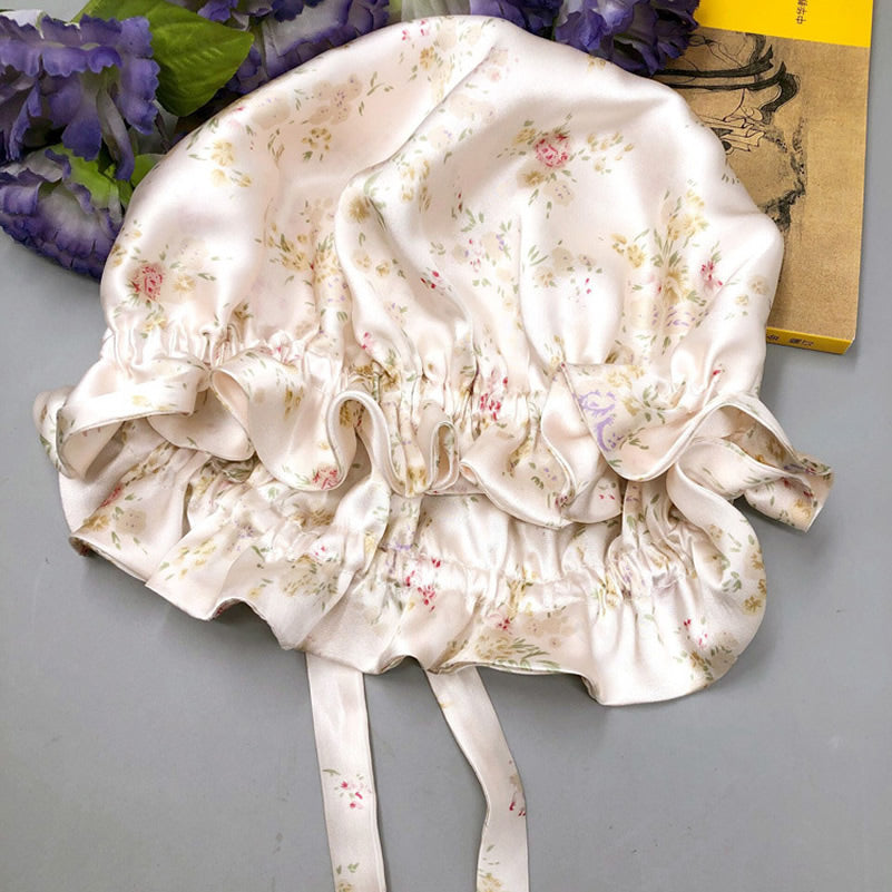 Soft Silk Sleep Cap with Satin Ribbon