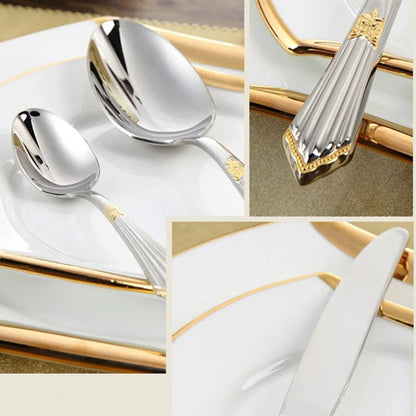Premium 4-Piece Gold Plated Stainless Steel Cutlery Set