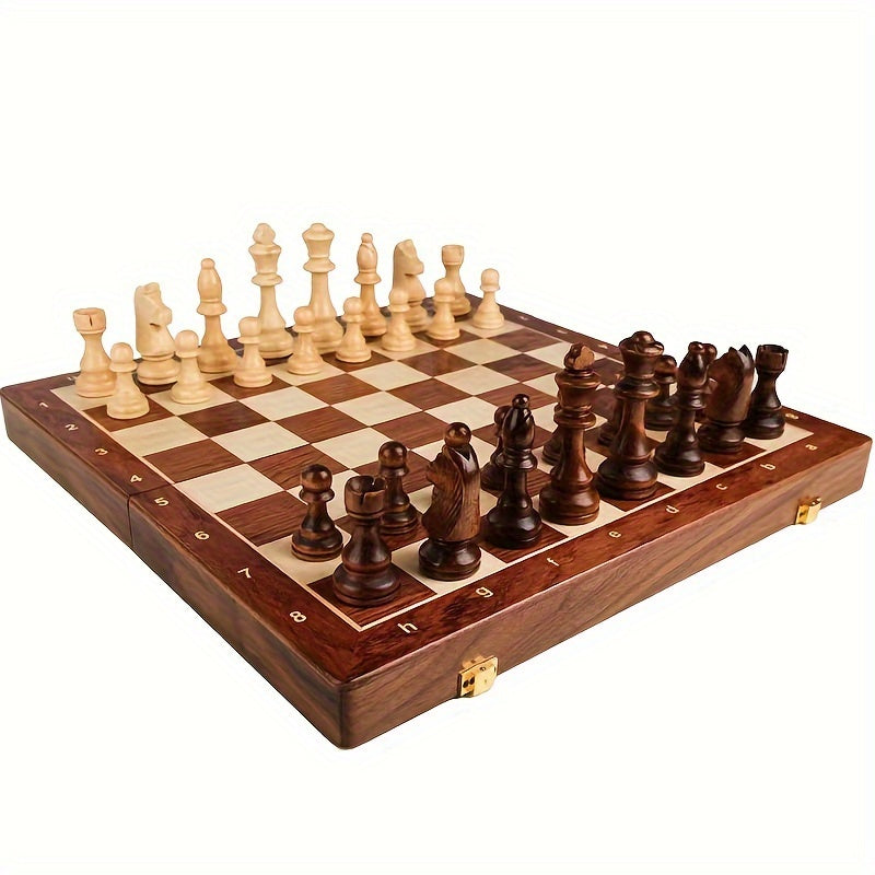 Traditional Wood Chess Board Game with Handcrafted Pieces