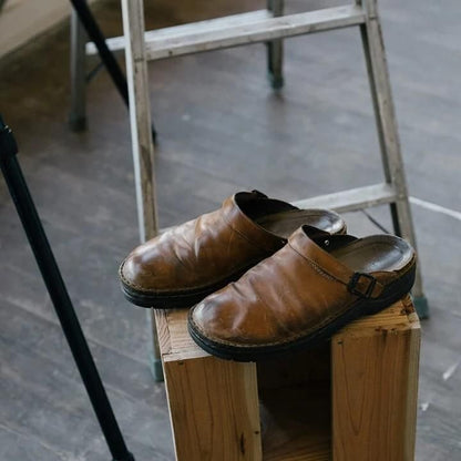 Men's Genuine Leather House Slippers