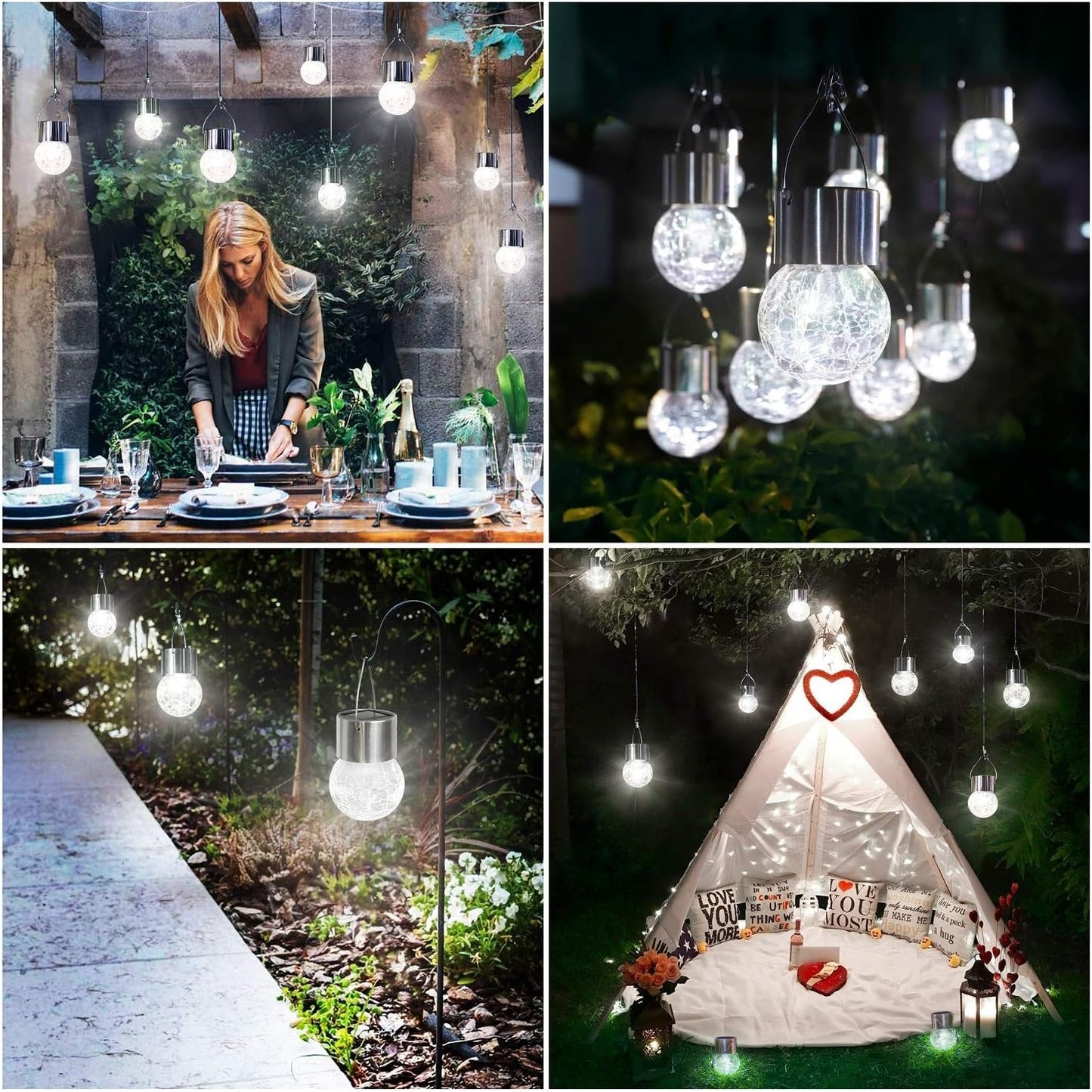 Colorful Cracked Glass Solar Pendant Light