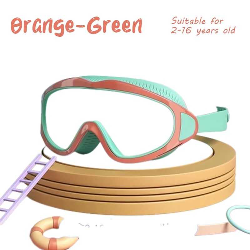 Kids Large Frame Clear Swim Goggles Waterproof Anti Fog