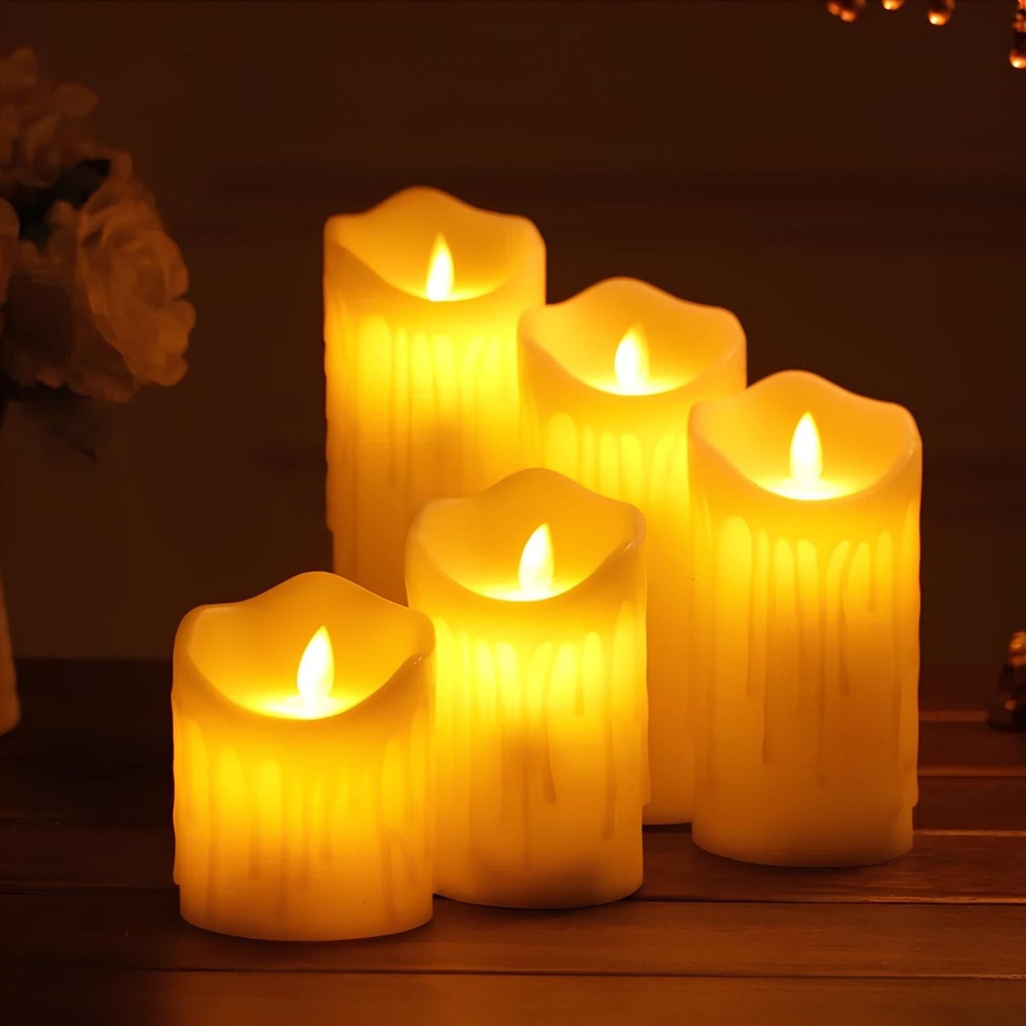 Warm LED Flameless Candles with Realistic Wax Effect