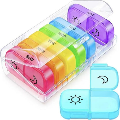 Daily Pill Box - Portable, Extra Large, BPA Free Organizer