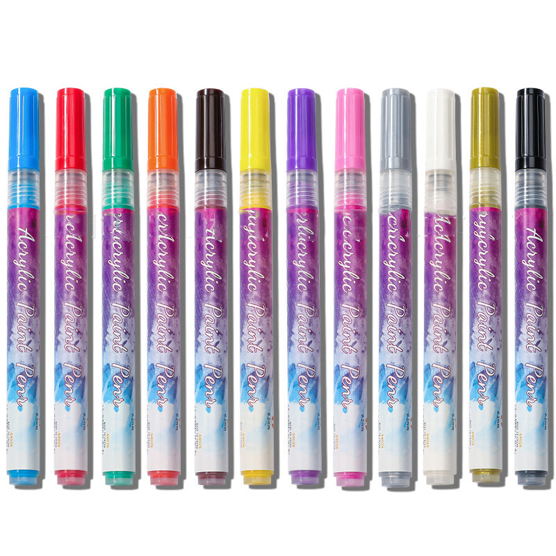 Fesara | Slim 12 Shade Curved Nail Art Pen