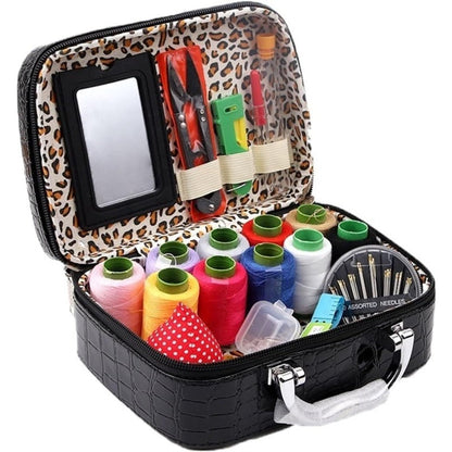 Compact Travel Sewing Kit in PU Leather Box - Fesara