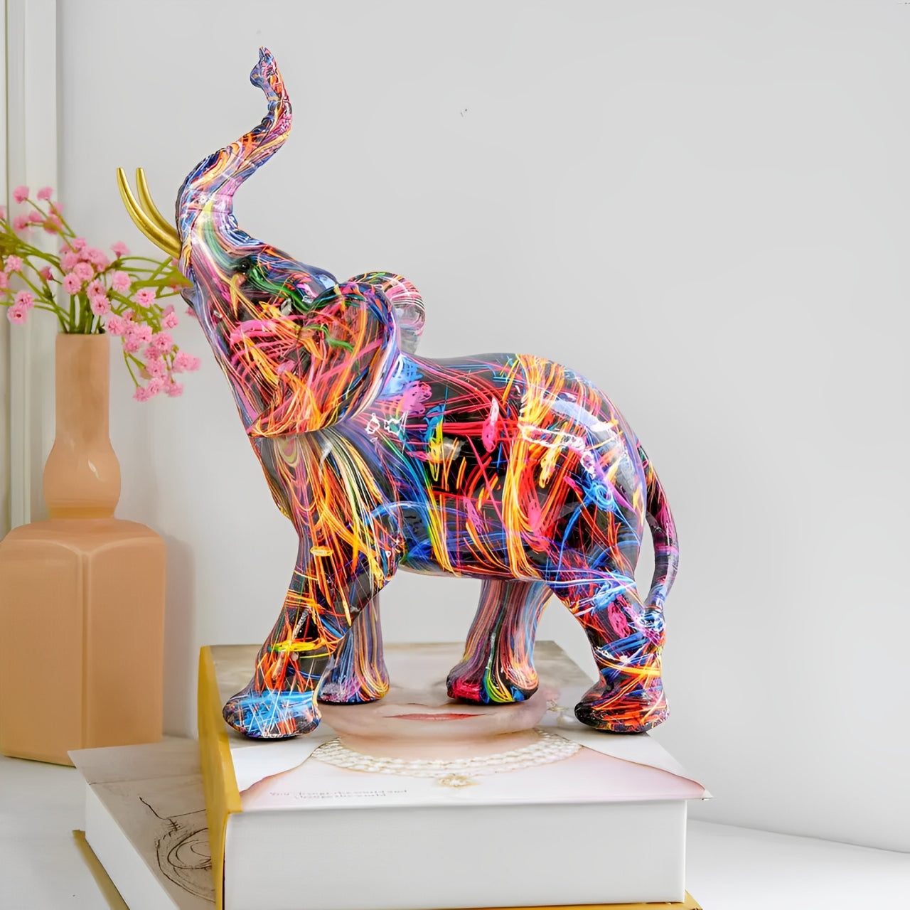 Vibrant Elephant Figurine - Unique African Style Decor